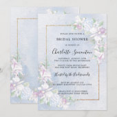 Witte orchideeën Dusty Blue Waterverf Vrijgezellen Kaart (Voorkant / Achterkant)