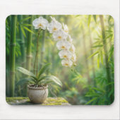 Witte orchideeën en bamboe muismat (Voorkant)