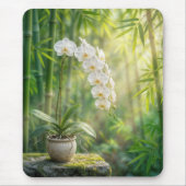 Witte orchideeën en bamboe muismat (Voorkant)