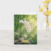Witte orchideeën en bamboe notitiekaart (Gele Bloem)