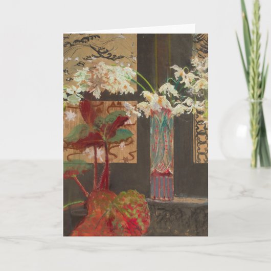 Witte orchideeën en een pioen | Leon Wyczółkowski Kaart (Voorkant)