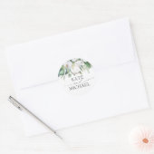 Witte Orchideeën en Koning Protea Tropisch groen Ronde Sticker (Envelop)