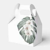 Witte Orchideeën en Monstera Leaf Tropische Bloeme Bedankdoosjes (Achterkant)