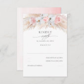 Witte orchideeën en roze rozen pampas bruiloft RSV RSVP Kaartje (Voorkant / Achterkant)