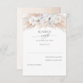 Witte Orchideeën en Rozen Gedroogde Pampas Bruilof RSVP Kaartje (Voorkant / Achterkant)