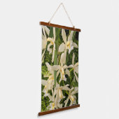Witte orchideeën en varens Bloemen Hangend Wandkleed (Gebogen)