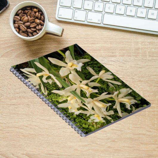 Witte orchideeën en varens Bloemen Notitieboek