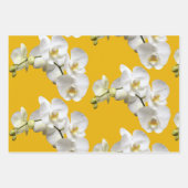 Witte orchideeën geel goud inpakpapier vellen (Voorkant 2)