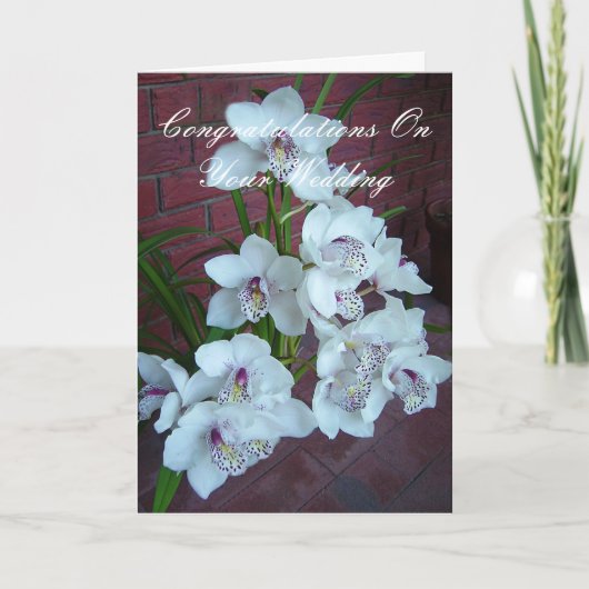 Witte orchideeën, gefeliciteerd met je bruiloft kaart (Voorkant)