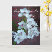Witte orchideeën, gefeliciteerd met je bruiloft kaart (Gele Bloem)