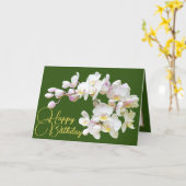  witte orchideeën groene achtergrond Happy Birthda Kaart (Gele Bloem)