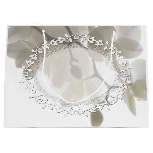 Witte orchideeën groot cadeauzakje (Voorkant)