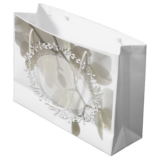 Witte orchideeën groot cadeauzakje (Voorkant Gekanteld)