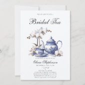 Witte orchideeën Hampton Toile bruids thee douche Kaart (Voorkant)