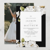 Witte Orchideeën Kader Elegante Trouwdag Kaart (Voorkant / Achterkant)