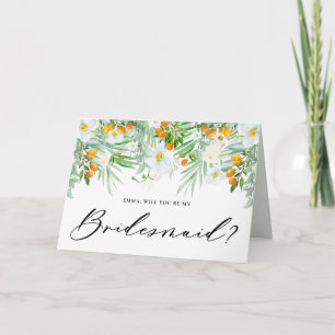 Witte orchideeën & kumquats Wil je mijn bruidsmeis Kaart