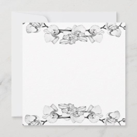 Witte orchideeën kunst schets moderne romantische kaart (Achterkant)