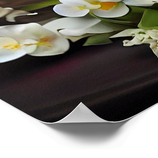 Witte Orchideeën Lelietje-van-dalen Mooie Boeket Poster (Hoek)