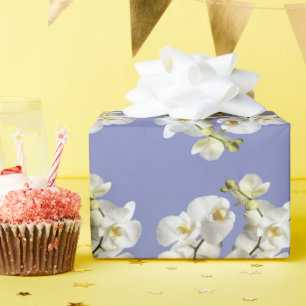 Witte orchideeën Maagdenpalm Paars Verjaardag Huwe Cadeaupapier