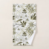 Witte orchideeën met olijf tropische bladeren bad handdoek (Handdoek)