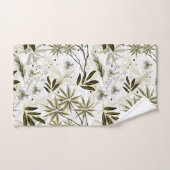 Witte orchideeën met olijf tropische bladeren bad handdoek (Handdoek)