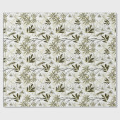 Witte orchideeën met olijf tropische bladeren cadeaupapier (Vlak)