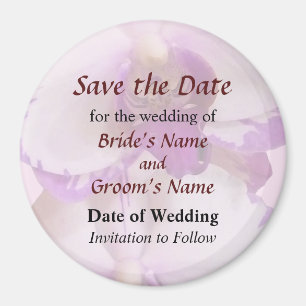 Witte orchideeën met paarse randen Save the Date Magneet
