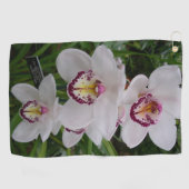 Witte orchideeën mooie tropische bloemen golfhanddoek (Horizontaal)