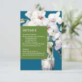 Witte Orchideeën Ocean Blue Details Enclosure Kaar Informatiekaartje (Staand voorkant)
