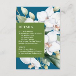 Witte Orchideeën Ocean Blue Details Enclosure Kaar Informatiekaartje