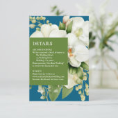 Witte Orchideeën Ocean Blue Details Enclosure Kaar Informatiekaartje (Staand voorkant)