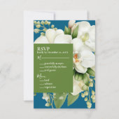 Witte Orchideeën Ocean Blue Huwelijksuitnodigingen RSVP Kaartje (Voorkant)