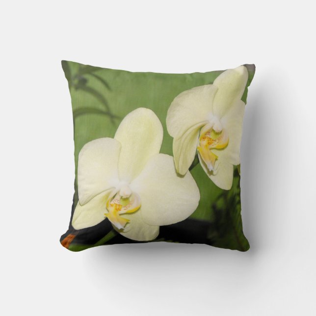 Witte orchideeën op een groene achtergrond kussen (Voorkant)