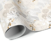 Witte orchideeën op een lichte crème  cadeaupapier (Rol Hoek)