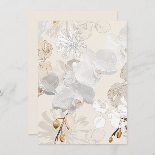 Witte orchideeën op een lichte crème feestdagenkaart (Voorkant / Achterkant)