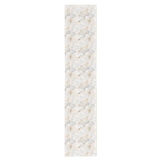 Witte orchideeën op een lichte crème  korte tafelloper (Voorkant)