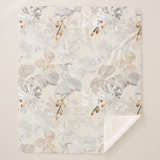 Witte orchideeën op een lichte crème sherpa deken (Voorkant)