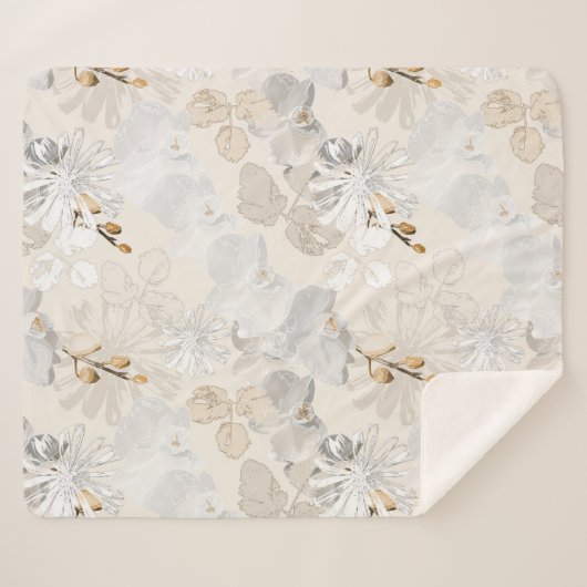 Witte orchideeën op een lichte crème sherpa deken (Voorkant (horizontaal))