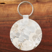 Witte orchideeën op een lichte crème sleutelhanger (Voorkant)