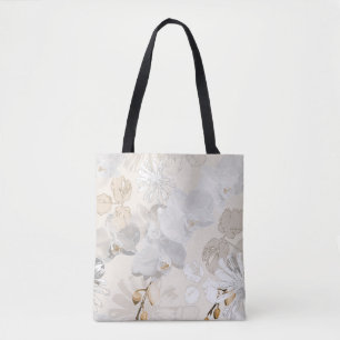 Witte orchideeën op een lichte crème tote bag