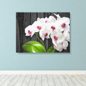 Witte orchideeën op houthak canvas afdruk (Insitu (Houten vloer))