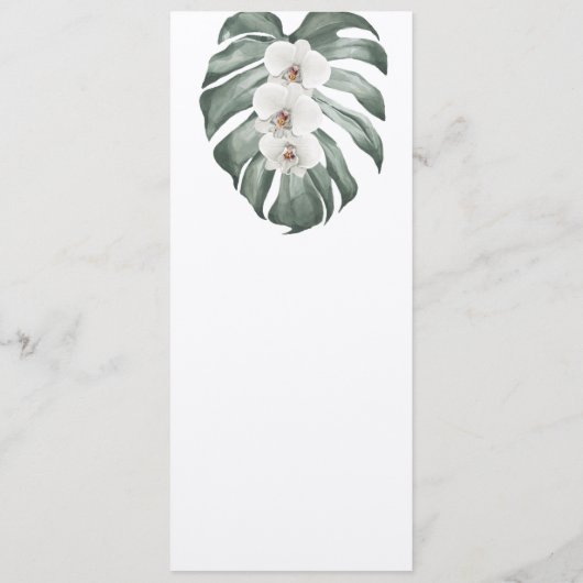 Witte Orchideeën op Monstera Tropische Bruiloft Me Kaart (Achterkant)