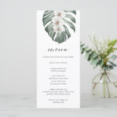 Witte Orchideeën op Monstera Tropische Bruiloft Me Menu (Staand voorkant)