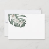 Witte Orchideeën op Monstera Tropische Bruiloft RS RSVP Kaartje (Achterkant)