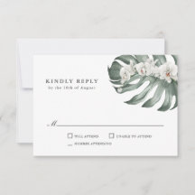 Witte Orchideeën op Monstera Tropische Bruiloft RS