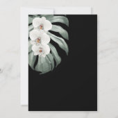 Witte Orchideeën op Monstera Zwart Tropische bruil Kaart (Achterkant)