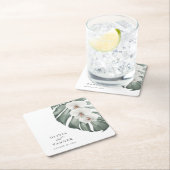 Witte orchideeën op Tropische bruiloft in Monstera Kartonnen Onderzetters (Insitu)