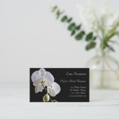Witte orchideeën op zwarte Florist Visitekaartje (Staand voorkant)