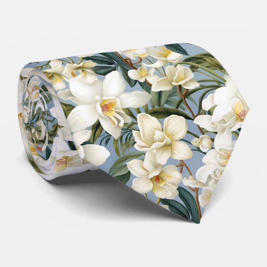 Witte orchideeën orchidee bloemen stropdas (Opgerold)