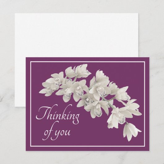 Witte orchideeën Paarse achtergrond Bedenk je Briefkaart (Voorkant / Achterkant)